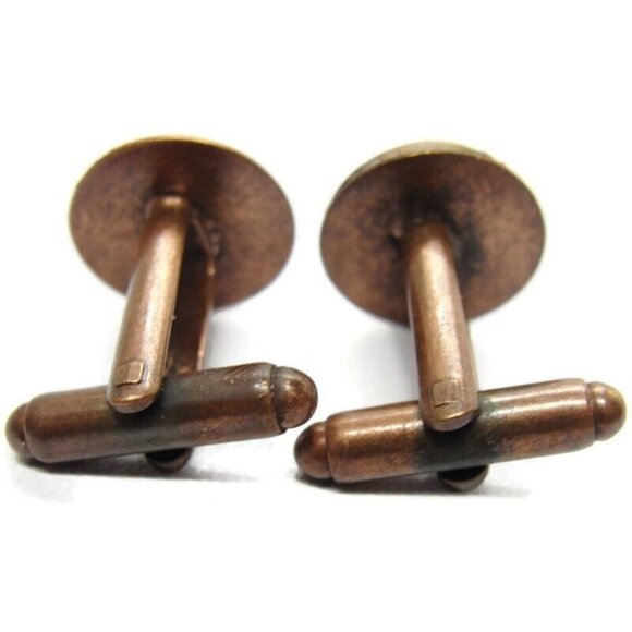 Vintage Texas Copper Cufflinks Round Shirt Accessories Wedding - Picture 6 of 11